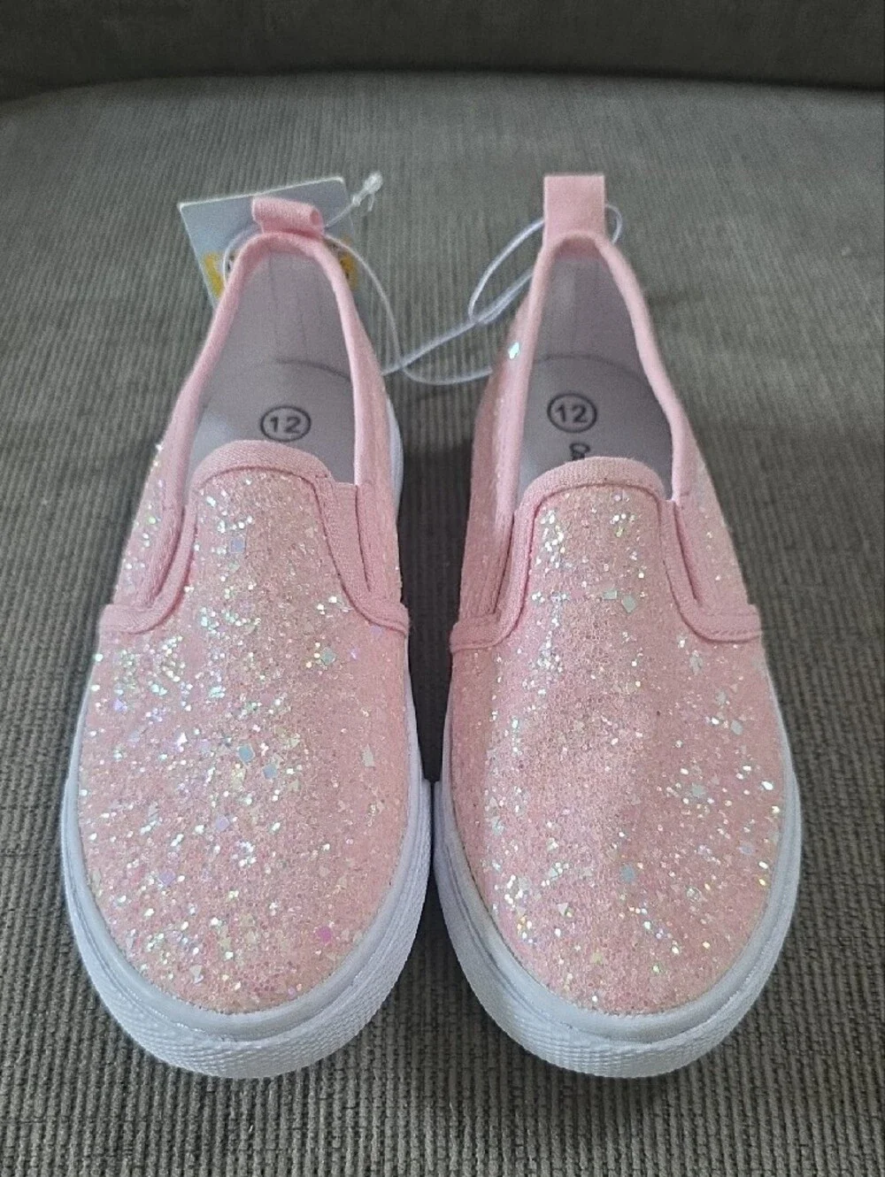 Cat & Jack Girls Pink Glitter Slip-On Madagan Shoes, NWT, Size 12.
